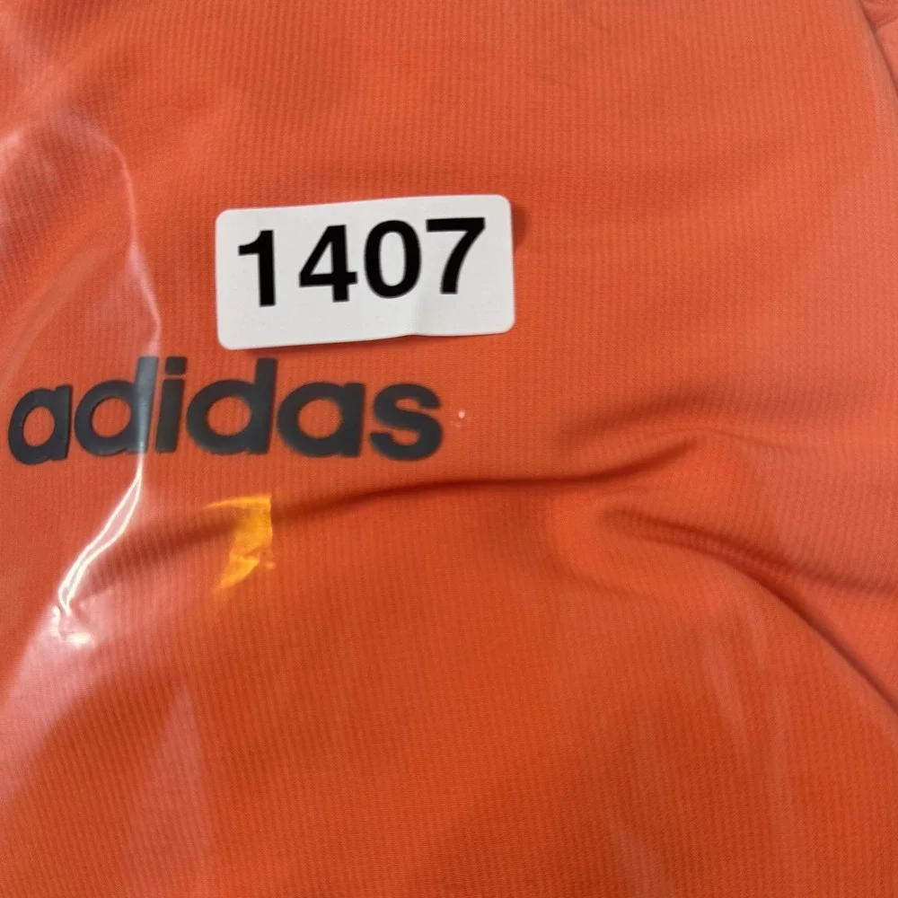 Adidas Track Jacket Mens XL Orange Hooded 3 Stripe Full Zip Pockets Athletic - Picture 8 of 8